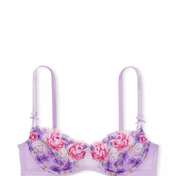 Victoria’s Secret Wicked Unlined Floral Embroidery balconette. Size 40 D - Picture 1 of 5